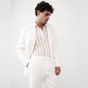 Banana Republic White/Ivory TAILORED-FIT LINEN WHITE BlAZER JACKET NWT